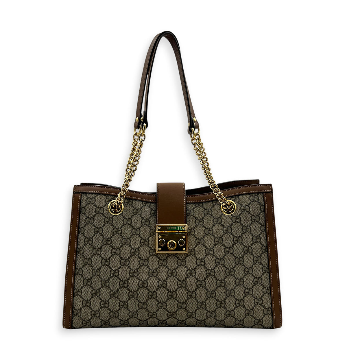 GG Supreme Tote Bag Medium Brown in Coated Canvas, Gold hardware