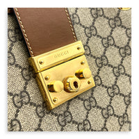 GG Supreme Tote Bag Medium Brown in Coated Canvas, Gold hardware
