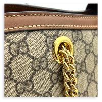 GG Supreme Tote Bag Medium Brown in Coated Canvas, Gold hardware