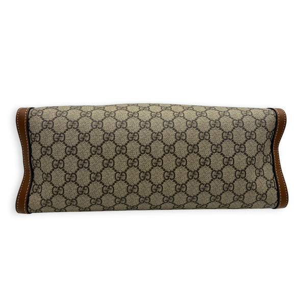 GG Supreme Tote Bag Medium Brown in Coated Canvas, Gold hardware