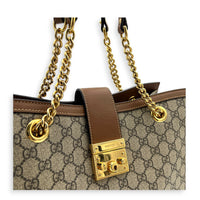 GG Supreme Tote Bag Medium Brown in Coated Canvas, Gold hardware