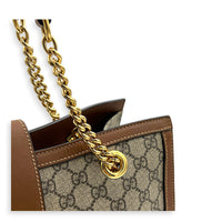 GG Supreme Tote Bag Medium Brown in Coated Canvas, Gold hardware