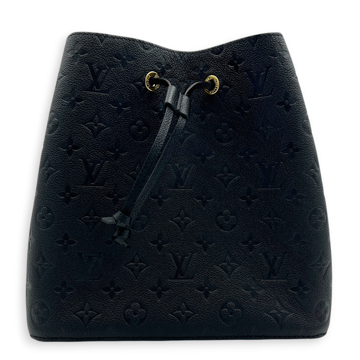 NeoNoe MM Black Bucket Bag in Monogram Empreinte Leather, Gold hardware