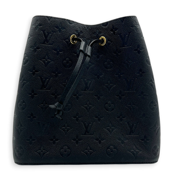NeoNoe MM Black Bucket Bag in Monogram Empreinte Leather, Gold hardware