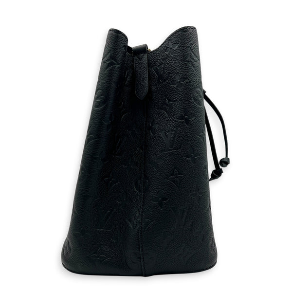 NeoNoe MM Black Bucket Bag in Monogram Empreinte Leather, Gold hardware