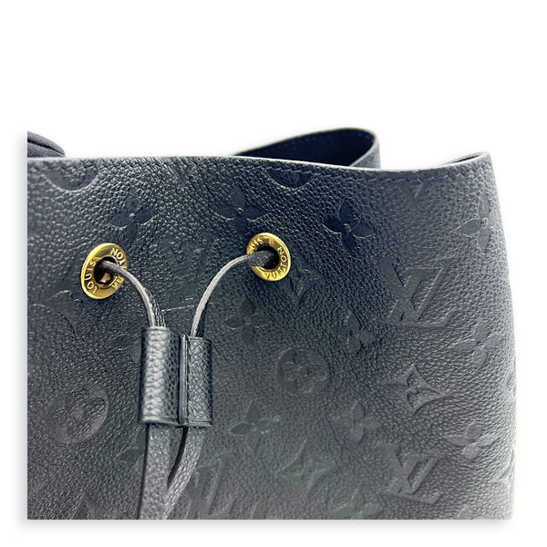 NeoNoe MM Black Bucket Bag in Monogram Empreinte Leather, Gold hardware