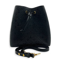 NeoNoe MM Black Bucket Bag in Monogram Empreinte Leather, Gold hardware