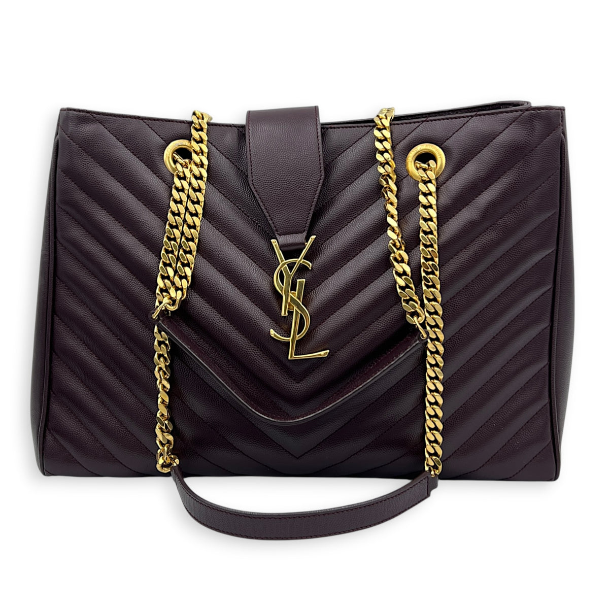 Cassandre Maroon Tote Bag in Calfskin, Gold hardware
