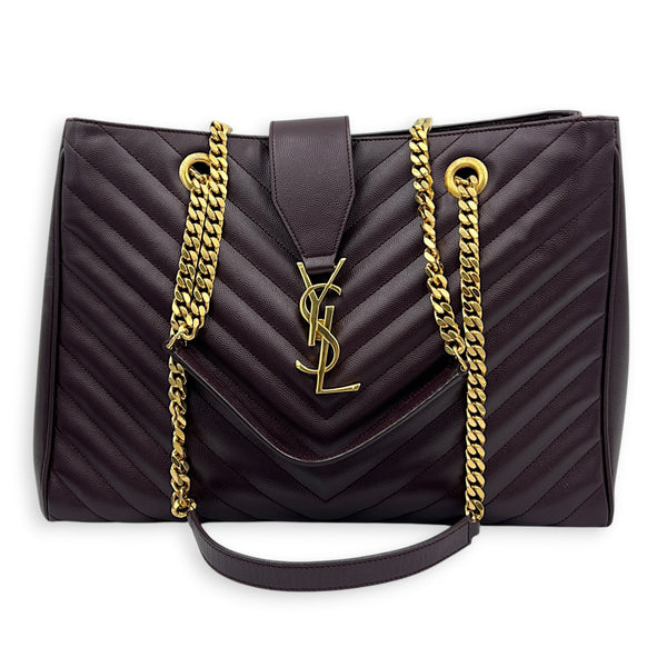Cassandre Maroon Tote Bag in Calfskin, Gold hardware