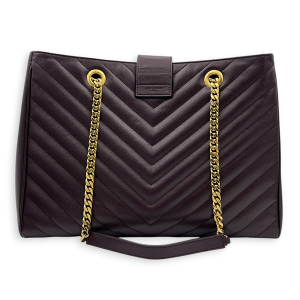 Cassandre Maroon Tote Bag in Calfskin, Gold hardware