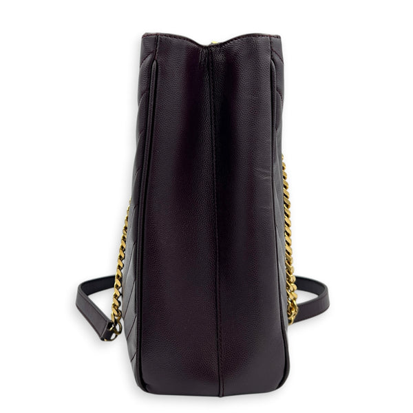 Cassandre Maroon Tote Bag in Calfskin, Gold hardware