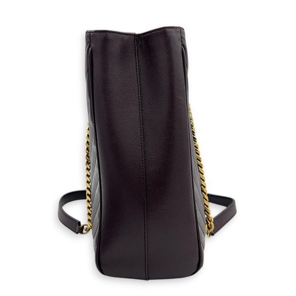 Cassandre Maroon Tote Bag in Calfskin, Gold hardware