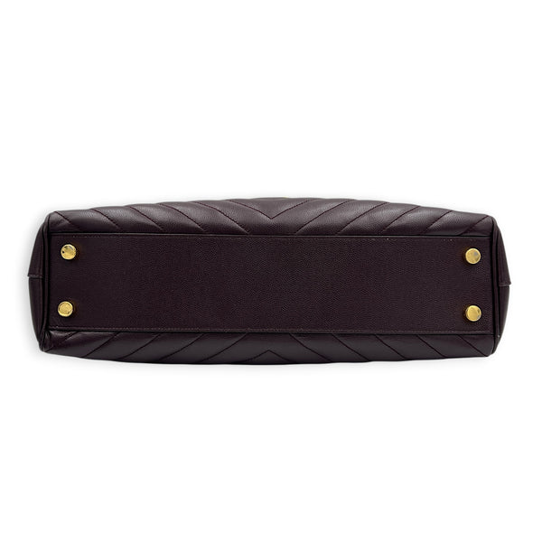 Cassandre Maroon Tote Bag in Calfskin, Gold hardware