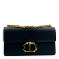 30 Montaigne East West Shoulder Bag Black in Calfskin, Gold hardware
