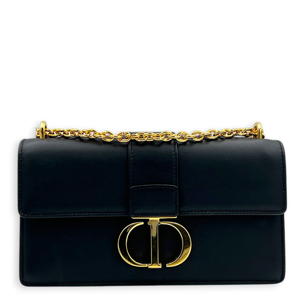 30 Montaigne East West Shoulder Bag Black in Calfskin, Gold hardware