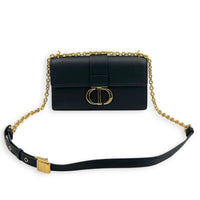 30 Montaigne East West Shoulder Bag Black in Calfskin, Gold hardware