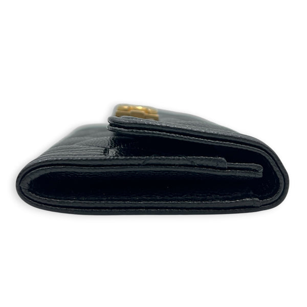 Boy Card Holder Black in Caviar Leather, Gold hardware