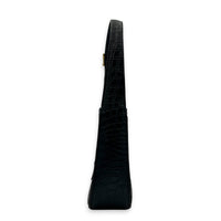 Le 5 A 7 Black Shoulder Bag in Crocodile Embossed Calfskin, Gold hardware
