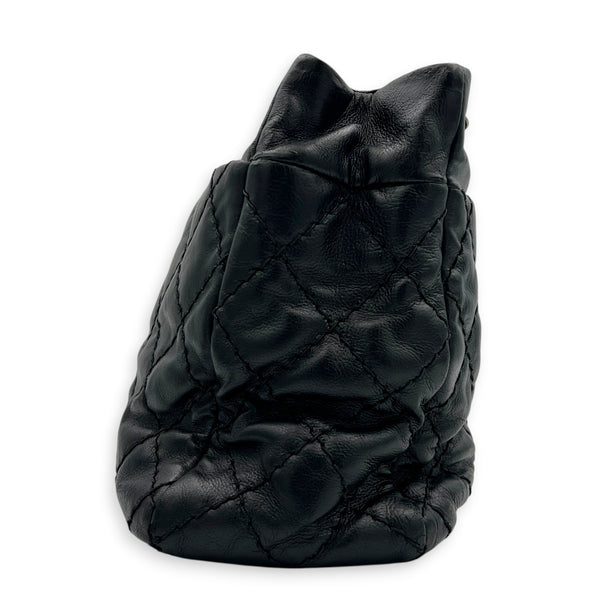 Quilted CC Black (retouched) Shoulder Bag in Calfskin, Ruthenium hardware