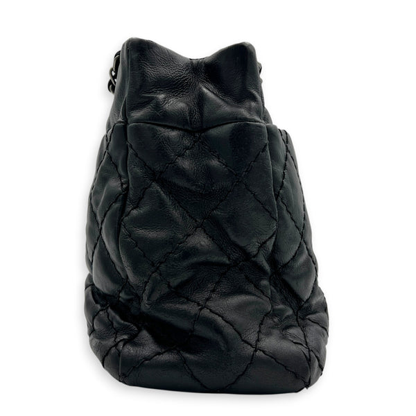 Quilted CC Black (retouched) Shoulder Bag in Calfskin, Ruthenium hardware