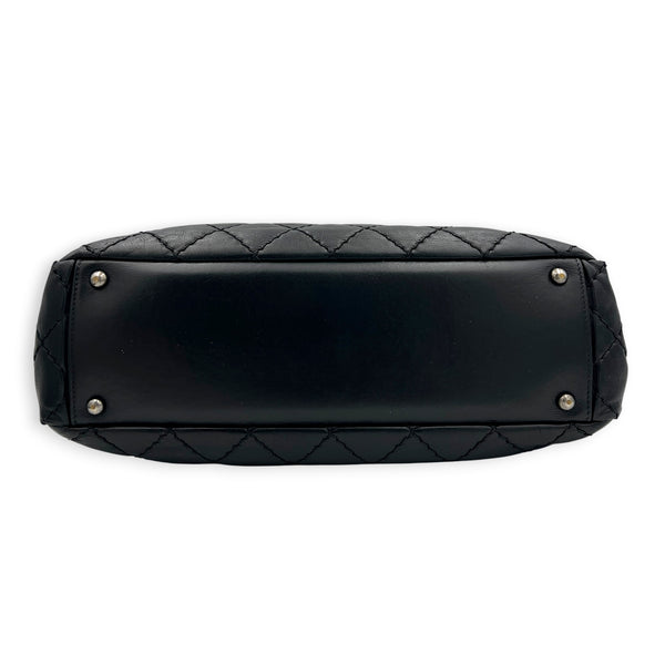 Quilted CC Black (retouched) Shoulder Bag in Calfskin, Ruthenium hardware