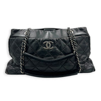 Quilted CC Black (retouched) Shoulder Bag in Calfskin, Ruthenium hardware