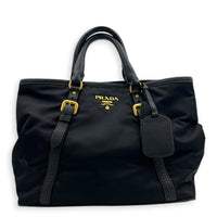 Tessuto  Top Handle Bag Black in Nylon, Gold hardware