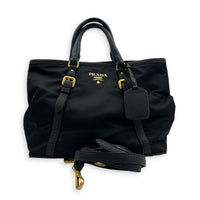Tessuto  Top Handle Bag Black in Nylon, Gold hardware