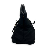 Tessuto  Top Handle Bag Black in Nylon, Gold hardware