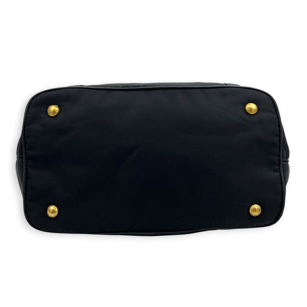 Tessuto  Top Handle Bag Black in Nylon, Gold hardware