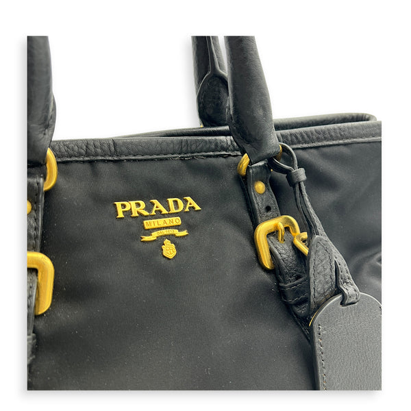 Tessuto  Top Handle Bag Black in Nylon, Gold hardware