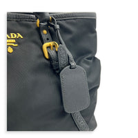 Tessuto  Top Handle Bag Black in Nylon, Gold hardware