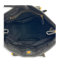 Tessuto  Top Handle Bag Black in Nylon, Gold hardware