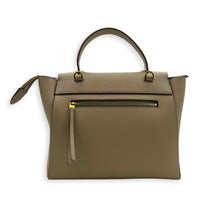 Belt Micro Light Taupe Top Handle Bag in Calfskin, Gold hardware