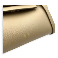 Belt Micro Light Taupe Top Handle Bag in Calfskin, Gold hardware