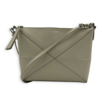 Puzzle Fold Pouch Sea Salt Shoulder Bag in Calfskin, Palladium hardware