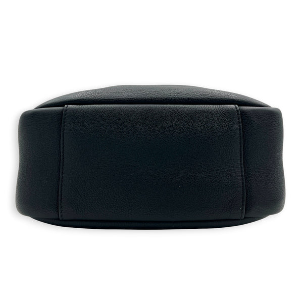 Le 5 A 7 Small Black Shoulder Bag in Cowhide Leather, Gold hardware