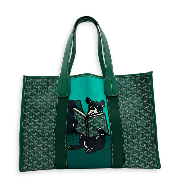 Villette Green Tote Bag in Coated Canvas