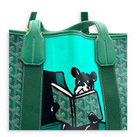 Villette Green Tote Bag in Coated Canvas