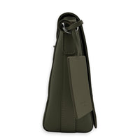 Takeoff Messenger Grey Crossbody Bag in Calfskin, Palladium hardware
