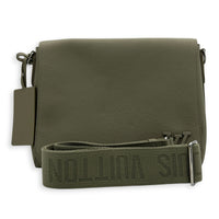 Takeoff Messenger Grey Crossbody Bag in Calfskin, Palladium hardware