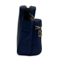 Outdoor Blue Crossbody Bag in Coated Canvas, Silver hardware