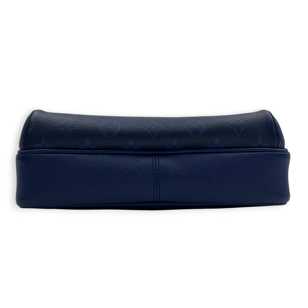 Outdoor Blue Crossbody Bag in Coated Canvas, Silver hardware
