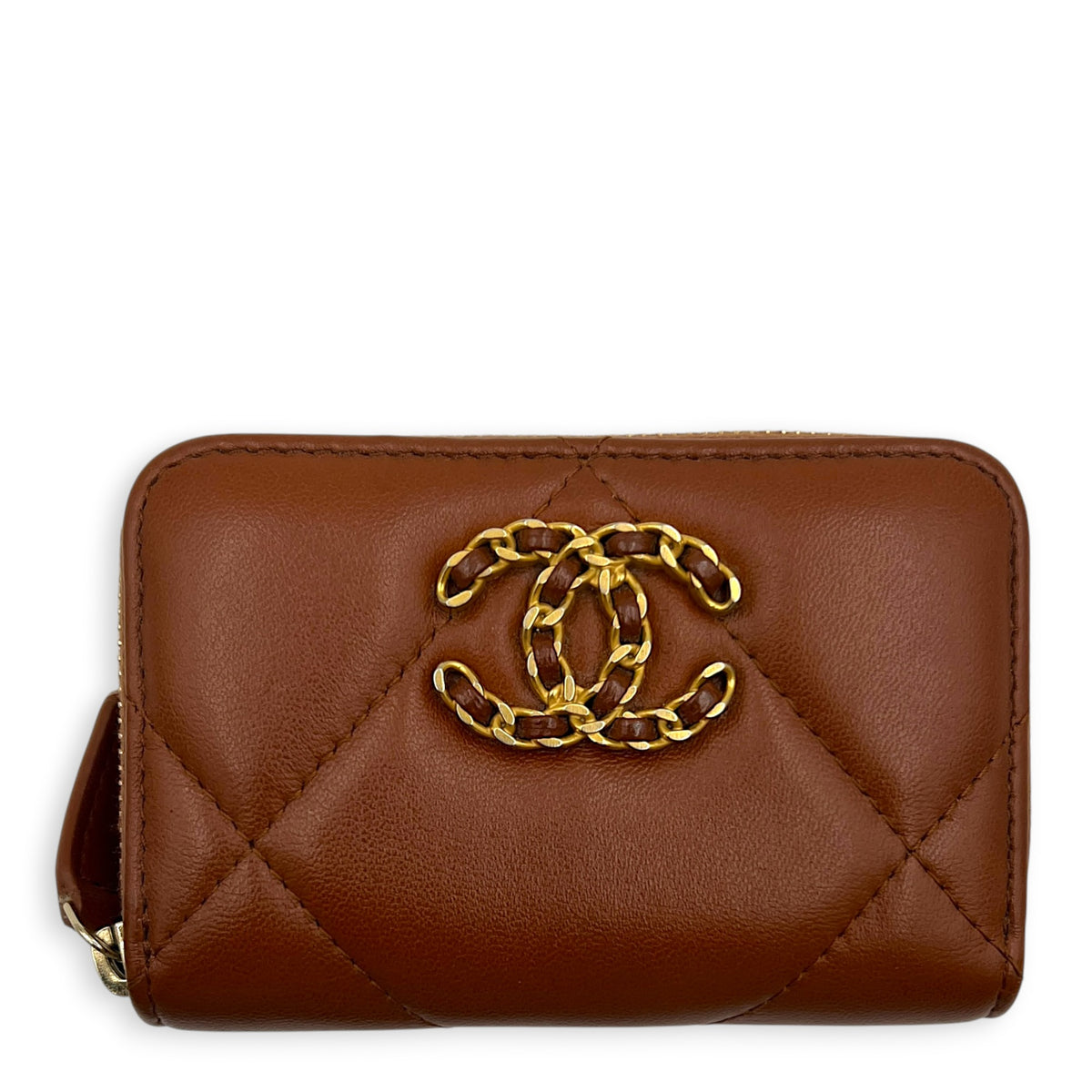 C19 Wallet Brown in Lambskin, Gold hardware