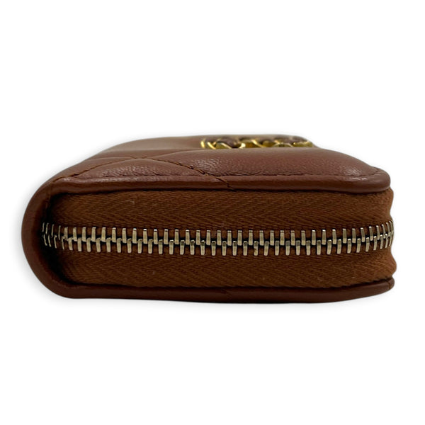 C19 Wallet Brown in Lambskin, Gold hardware