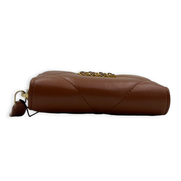 C19 Wallet Brown in Lambskin, Gold hardware