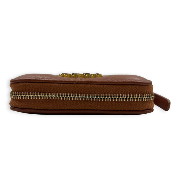 C19 Wallet Brown in Lambskin, Gold hardware