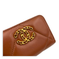 C19 Wallet Brown in Lambskin, Gold hardware