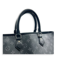 Grand Sac Tote Top Handle Bag Black in Monogram Coated Canvas, Silver hardware