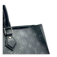 Grand Sac Tote Top Handle Bag Black in Monogram Coated Canvas, Silver hardware